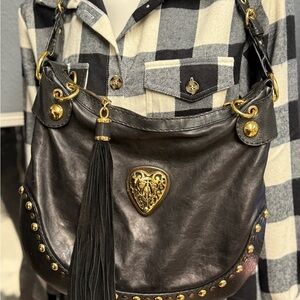 GUCCI GG Signature Babouska Heart Hobo - Black